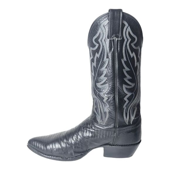 JUSTIN BOOTS Black Lizard Western Boot Size 9.5D - Picture 6 of 11